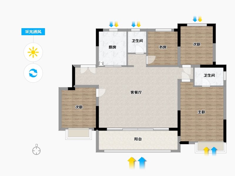 浙江省-宁波市-金科玖樾里-133.00-户型库-采光通风