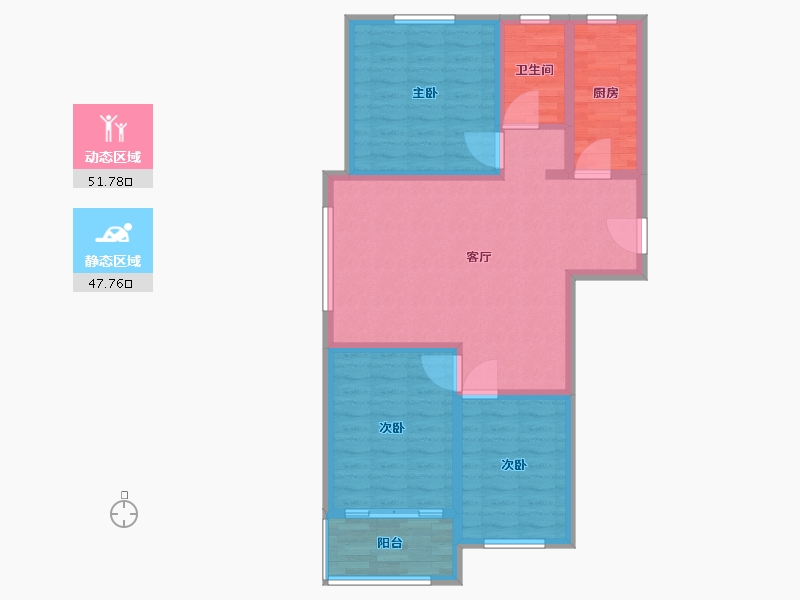 山东省-淄博市-三星阳光水岸-89.19-户型库-动静分区