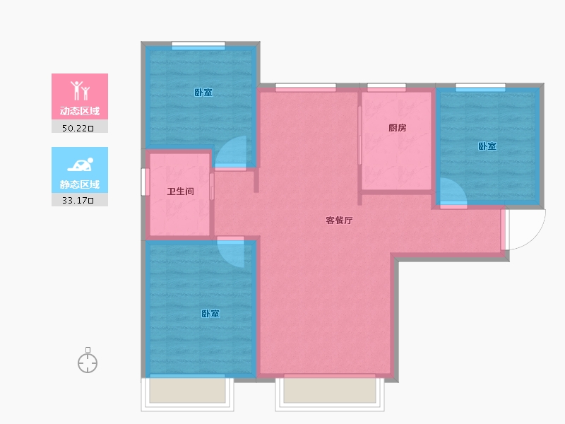 新疆维吾尔自治区-乌鲁木齐市-汇荣城-74.45-户型库-动静分区