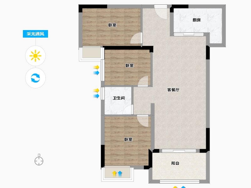 福建省-泉州市-莲花水岸阳光-84.10-户型库-采光通风