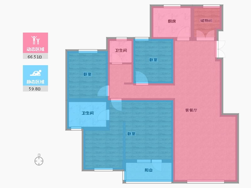 新疆维吾尔自治区-乌鲁木齐市-紫金城东湖左岸-111.82-户型库-动静分区