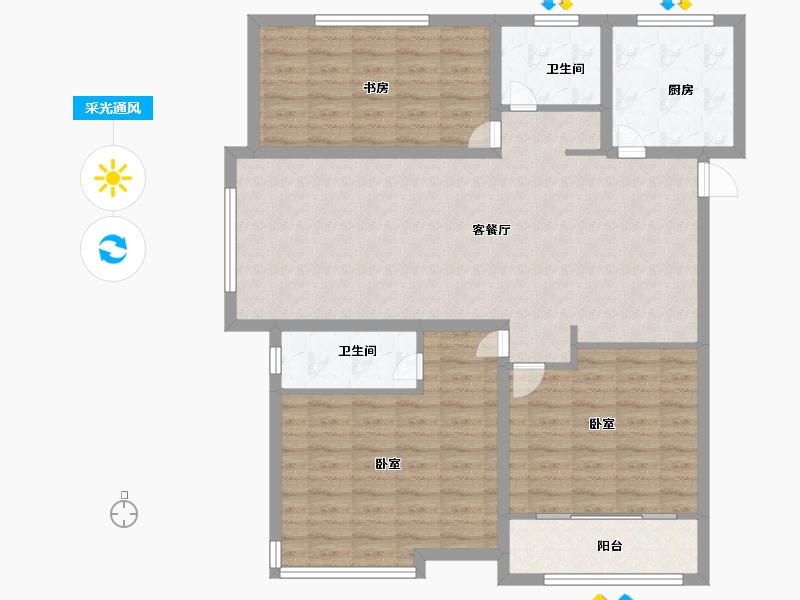 山东省-菏泽市-齐鲤万家新城-108.00-户型库-采光通风