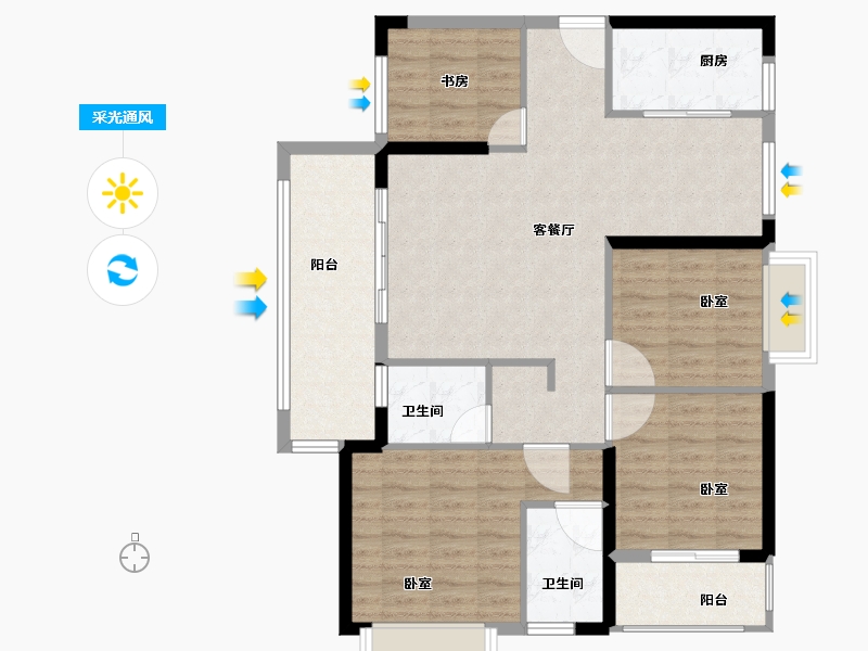 福建省-漳州市-瀚海五凤城-98.00-户型库-采光通风