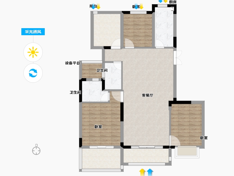 浙江省-绍兴市-新昌恒大悦珑府-104.00-户型库-采光通风