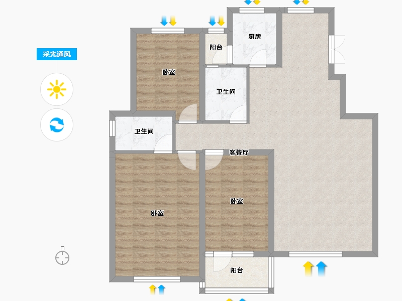 新疆维吾尔自治区-乌鲁木齐市-紫金城东湖左岸-102.38-户型库-采光通风