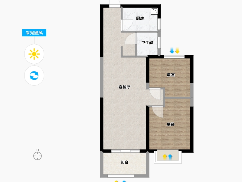 河南省-郑州市-亚星环翠居-68.10-户型库-采光通风