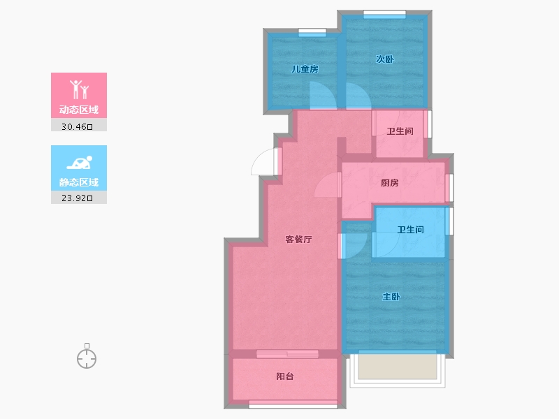 河南省-郑州市-金地正华·漾时代-47.22-户型库-动静分区