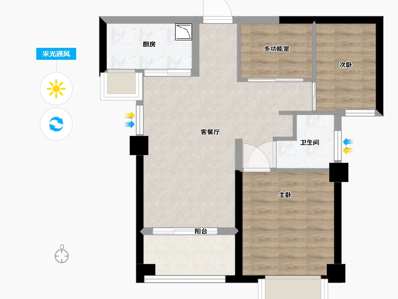 福建省-厦门市-特房樾琴湾-60.89-户型库-采光通风