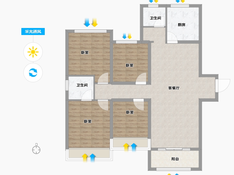 山东省-滨州市-融汇·新里程-113.00-户型库-采光通风