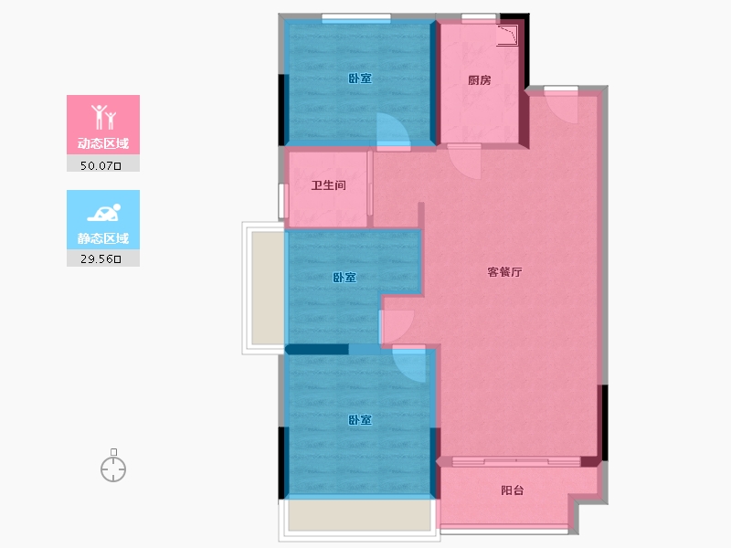 浙江省-湖州市-碧桂园十里春风-71.00-户型库-动静分区