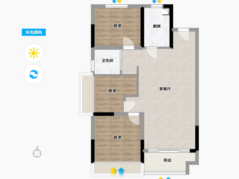 浙江省-湖州市-碧桂园十里春风-71.00-户型库-采光通风