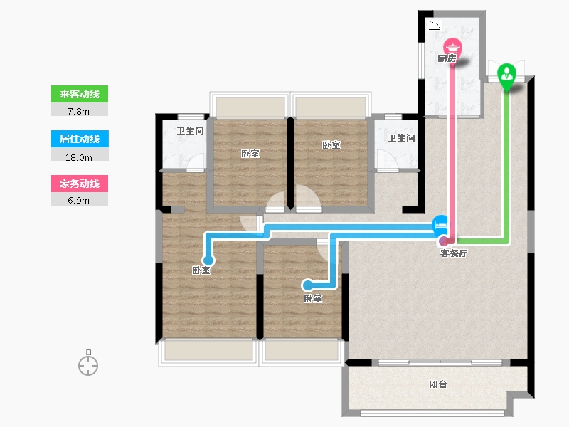 安徽省-芜湖市-万华·南湖春晓-136.00-户型库-动静线