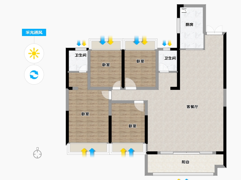 安徽省-芜湖市-万华·南湖春晓-136.00-户型库-采光通风