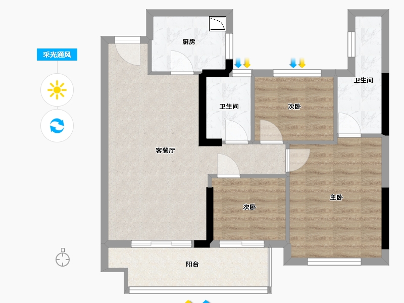 福建省-福州市-永泰外滩1号-71.00-户型库-采光通风