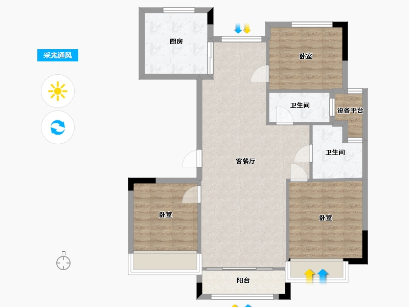 浙江省-湖州市-赞成海月-91.18-户型库-采光通风