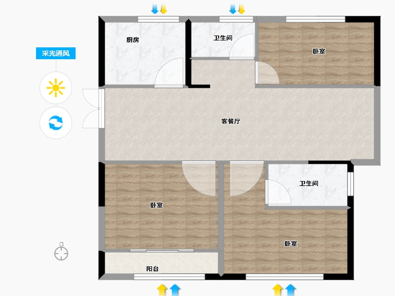 山东省-菏泽市-亿联世贸中心-106.46-户型库-采光通风