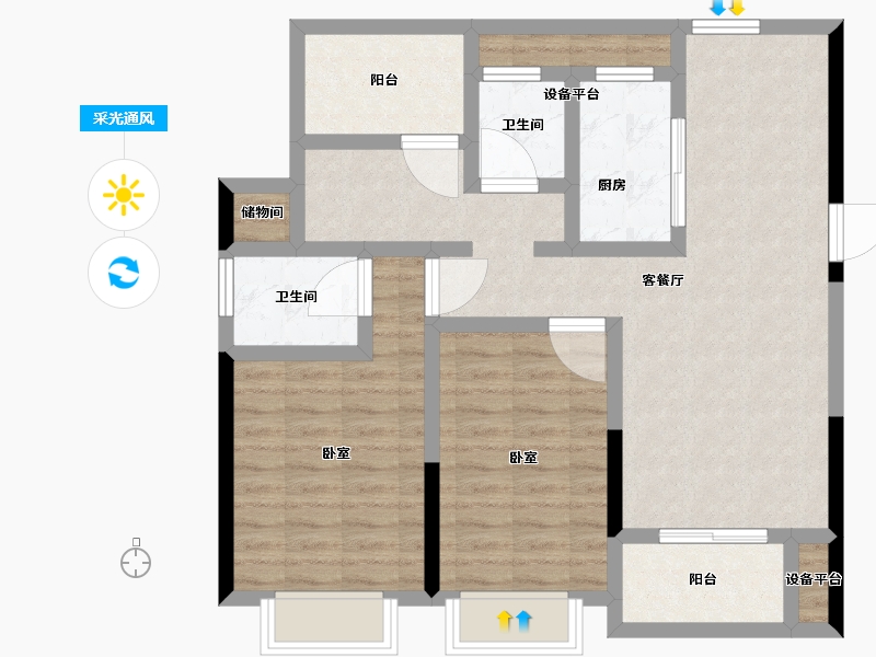 浙江省-温州市-时代·瓯海壹品-85.00-户型库-采光通风