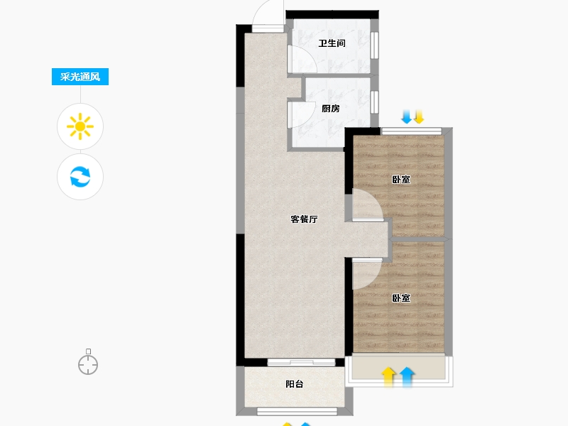 河南省-郑州市-银基国际旅游度假区-62.00-户型库-采光通风