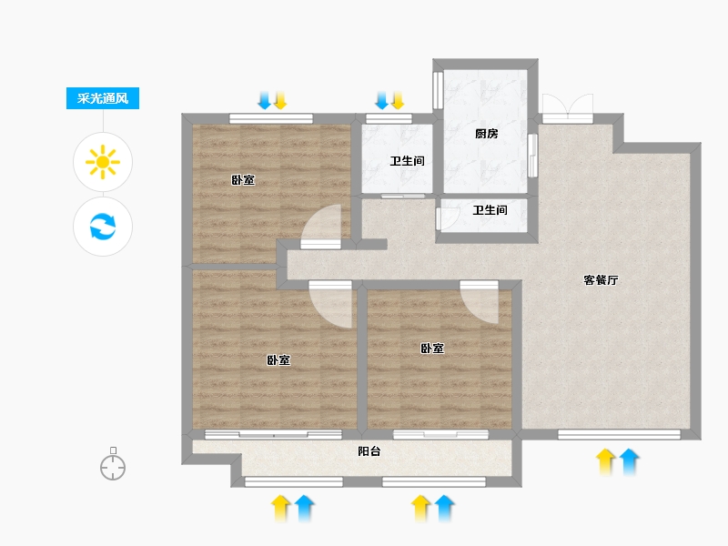 山东省-菏泽市-东翼国际-94.00-户型库-采光通风