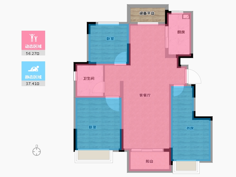 安徽省-合肥市-信达万振东方樾府-86.00-户型库-动静分区