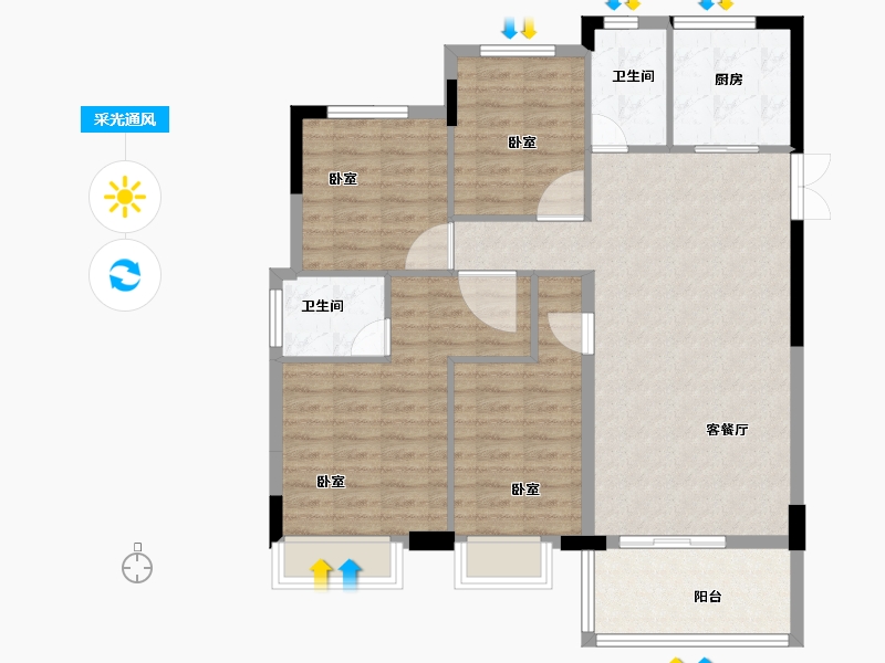 山东省-菏泽市-国璟府-103.00-户型库-采光通风