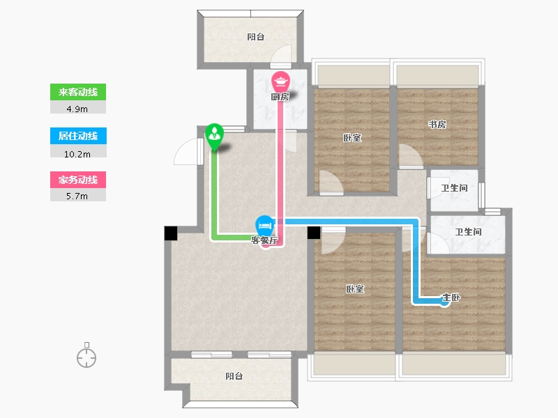 安徽省-亳州市-鸿路橘子洲-111.04-户型库-动静线