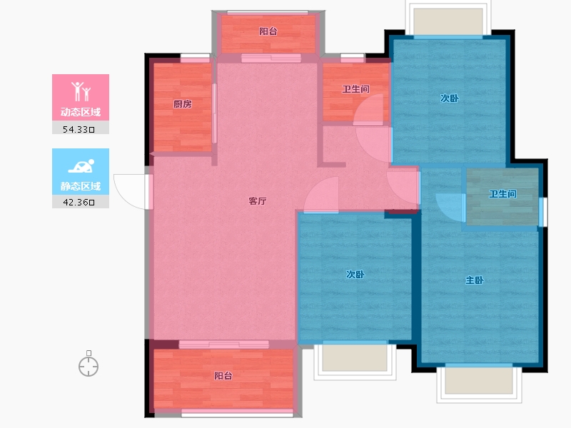 福建省-福州市-天福·渔夫岛-87.66-户型库-动静分区