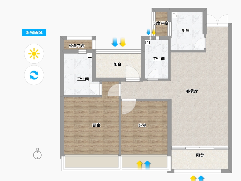 浙江省-绍兴市-勤业阳光龙庭-83.00-户型库-采光通风