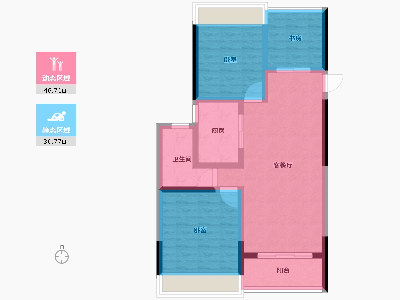 浙江省-嘉兴市-绿城乌镇蘭园-68.58-户型库-动静分区