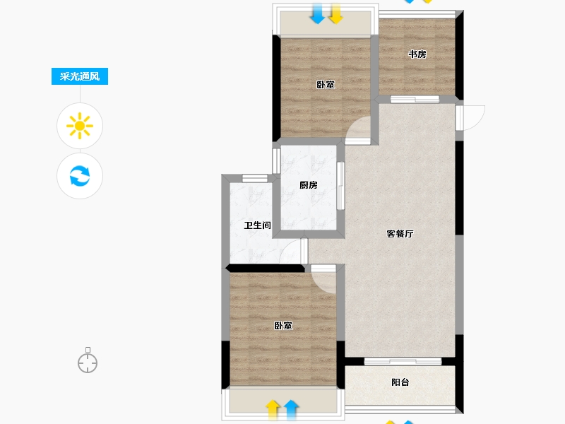 浙江省-嘉兴市-绿城乌镇蘭园-68.58-户型库-采光通风