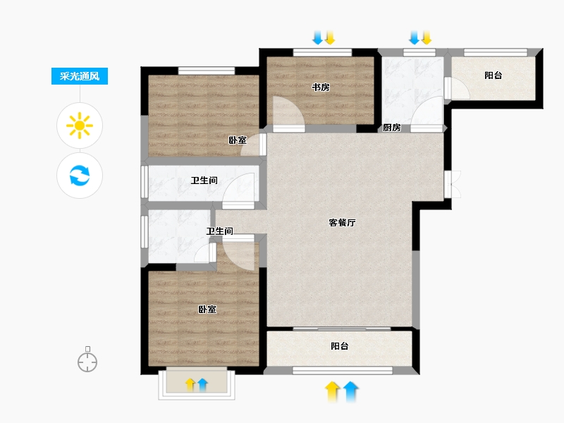 河南省-郑州市-凤湖梧桐湾-88.00-户型库-采光通风