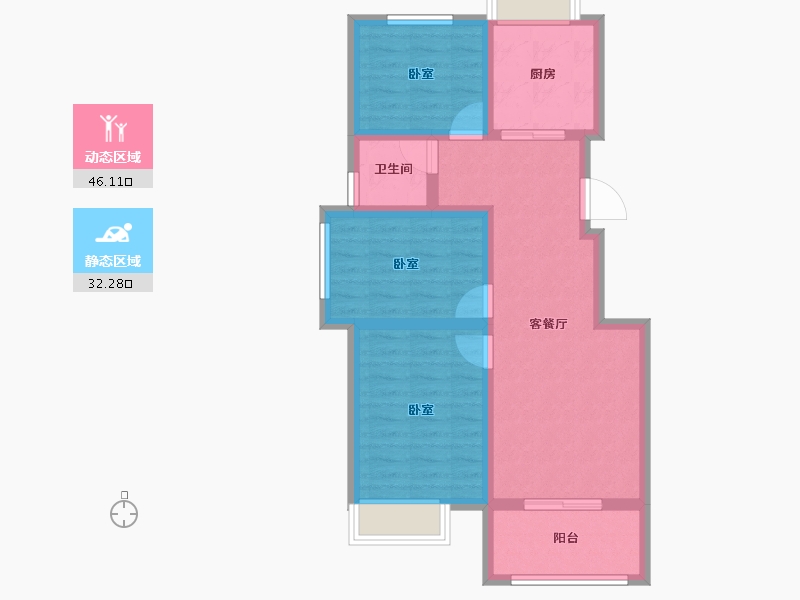 安徽省-淮南市-景润中央城-69.10-户型库-动静分区