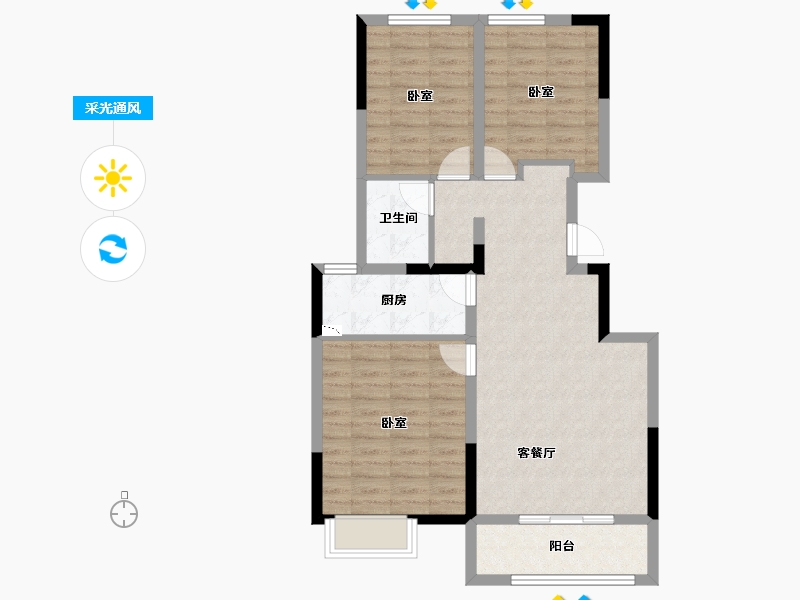 河南省-郑州市-花漾里-81.47-户型库-采光通风