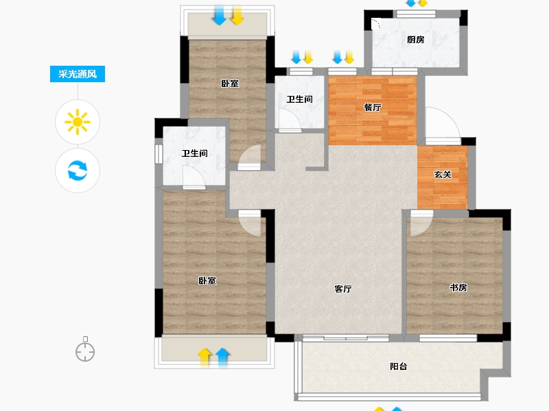 安徽省-宿州市-新华·御府-92.00-户型库-采光通风