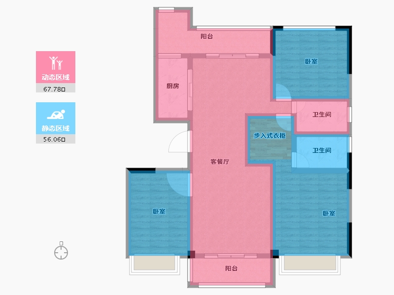 河南省-郑州市-碧桂园翡翠湾-110.02-户型库-动静分区