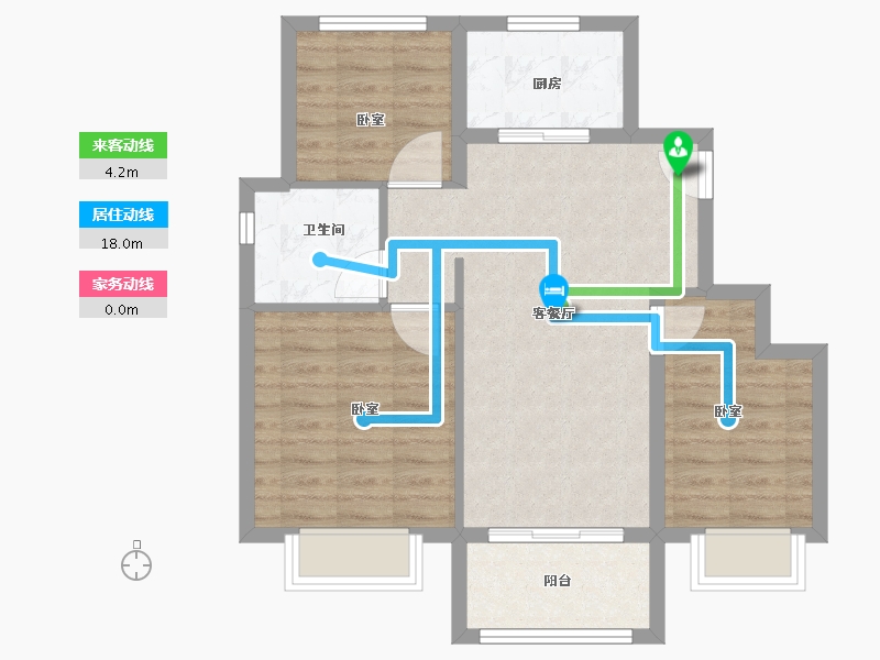 浙江省-绍兴市-和庄花溪里-70.00-户型库-动静线