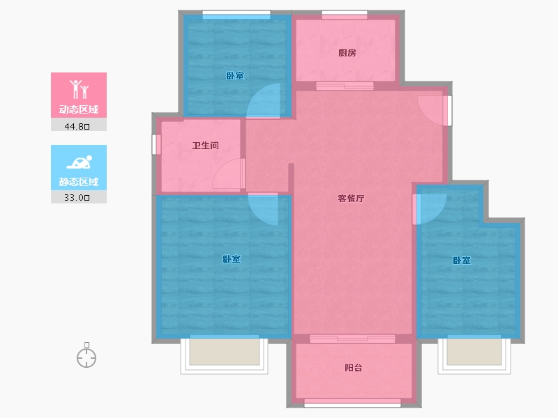 浙江省-绍兴市-和庄花溪里-70.00-户型库-动静分区