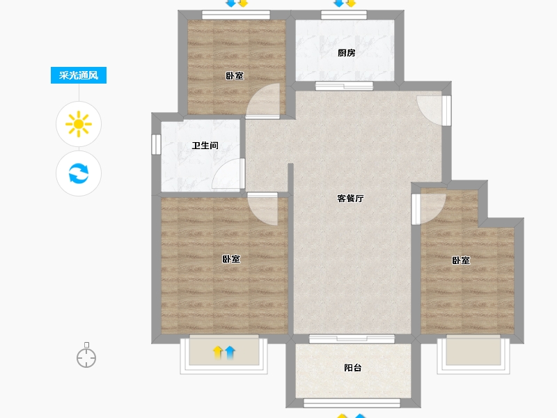 浙江省-绍兴市-和庄花溪里-70.00-户型库-采光通风