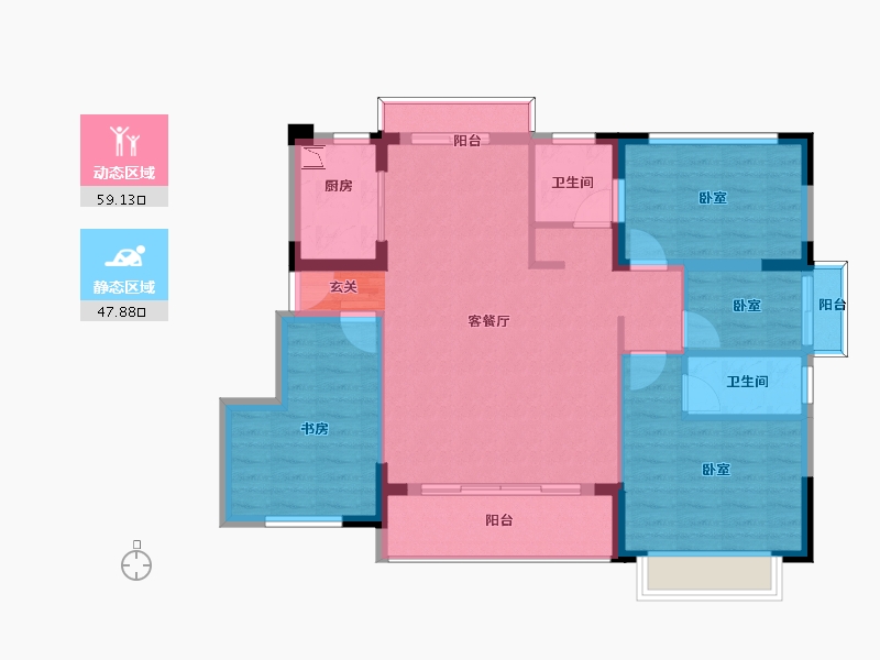 福建省-漳州市-万新御景山庄-96.39-户型库-动静分区