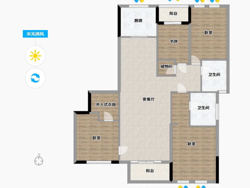 浙江省-杭州市-和家园臻园-141.35-户型库-采光通风