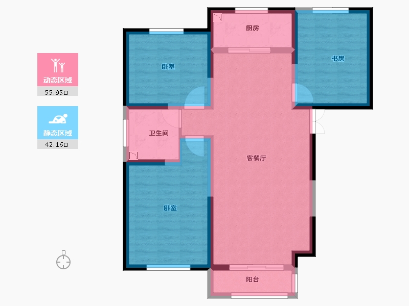 宁夏回族自治区-银川市-天鹅湖小镇西区-87.50-户型库-动静分区