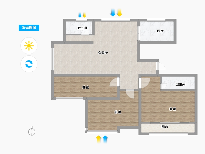 山东省-菏泽市-齐鲤万家新城-102.00-户型库-采光通风