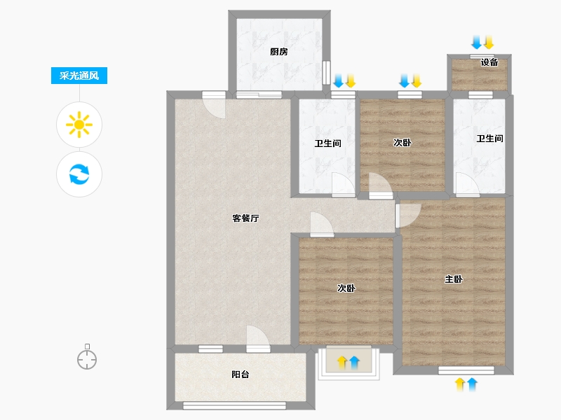 山东省-青岛市-保利天汇-89.00-户型库-采光通风