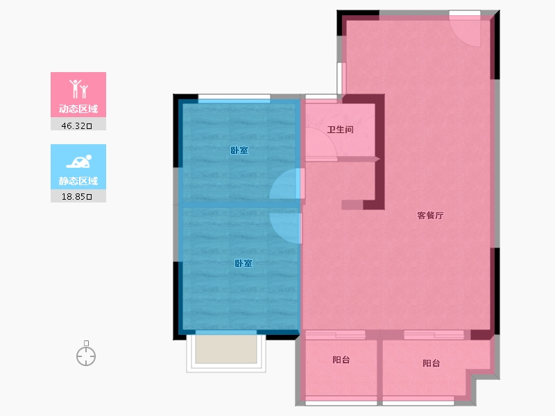 浙江省-嘉兴市-碧桂园天凝源著-58.29-户型库-动静分区