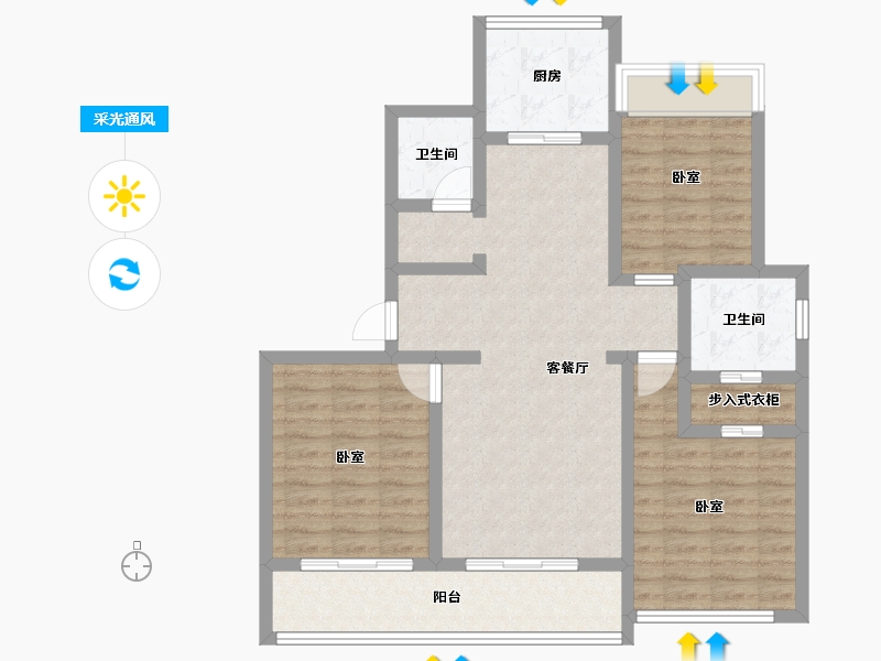 浙江省-嘉兴市-绿城乌镇蘭园-91.75-户型库-采光通风