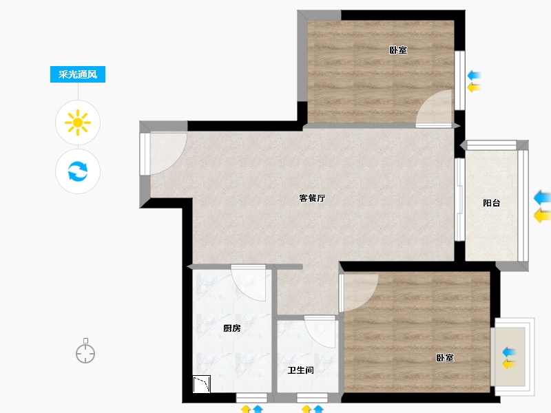 福建省-漳州市-万科城滨江府-58.00-户型库-采光通风