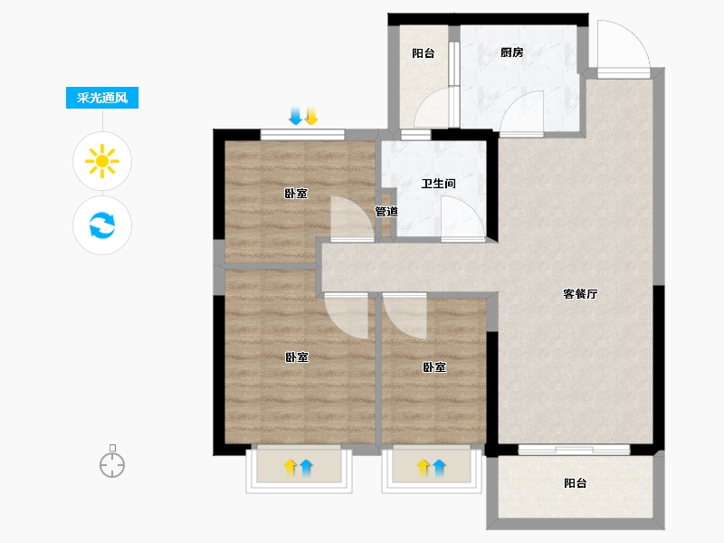 安徽省-合肥市-恒大未来城-77.83-户型库-采光通风