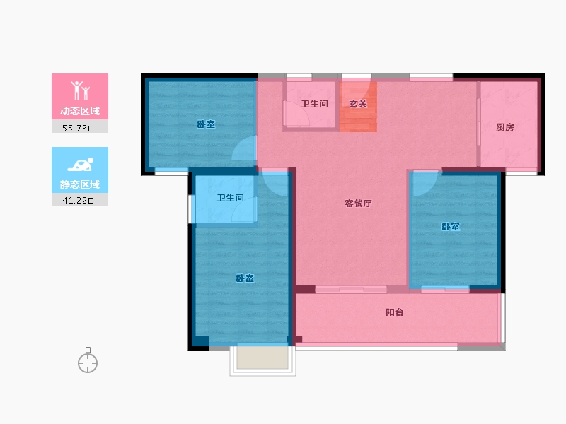 福建省-漳州市-格林兰锦-87.23-户型库-动静分区