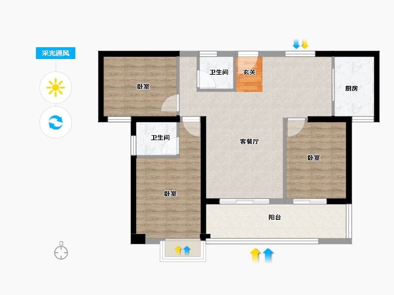 福建省-漳州市-格林兰锦-87.23-户型库-采光通风