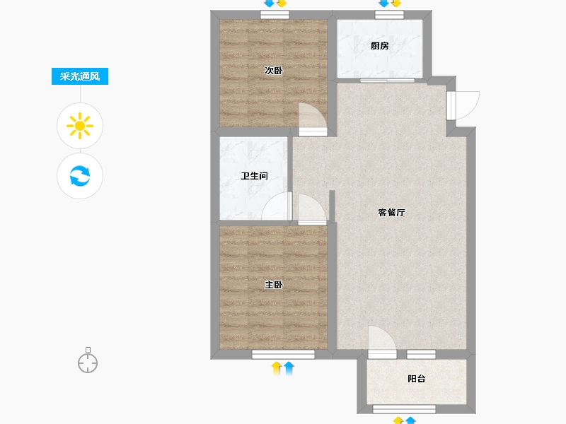 山东省-青岛市-萃英花园-59.39-户型库-采光通风